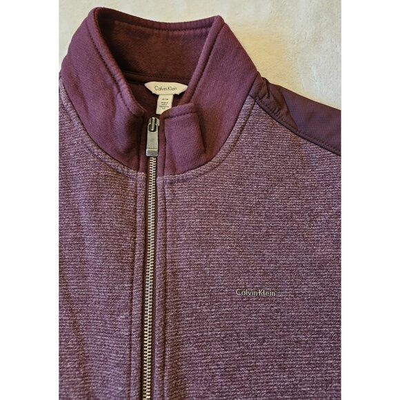 Calvin Klein Jacket Mens Medium Burgundy Red Zip Knit Casual Lightweight Classic - Picture 2 of 10